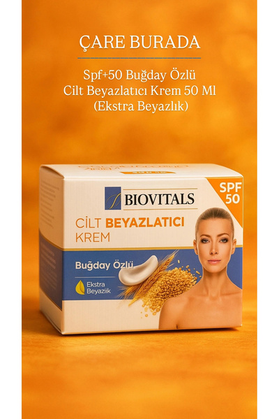 Çare Burada Biovitals - SPF+50 Buğday Özlü Cilt Beyazlatıcı Krem 50 Ml (Ekstr...
