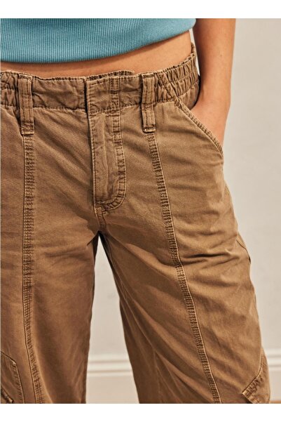 september island Multi-Pocket Brown Parachute Cargo Pants