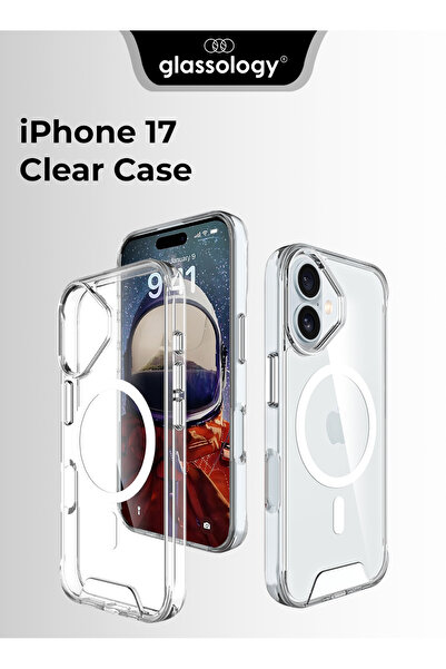 Glassology جراب مغناطيسي شفاف + واقي شاشة للخصوصية + واقي عدسة فضي لهاتف iPho...