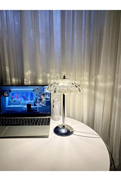 Torima Abajur Kristal Elmas Masa Lambası Led Işıklı Kumandalı Akrilik Gece Lambası LW15 Gümüş