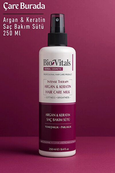 Çare Burada BioVitals - Argan & Keratin Saç Bakım Sütü 250 Ml (Yumuşaklık & P...