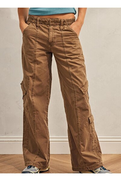 september island Multi-Pocket Brown Parachute Cargo Pants