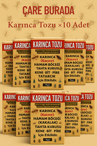 Çare Burada Karınca Tozu ×10 Adet (Kene & Bit & Pire & Tahta Kurusu & Hamam Böceği)