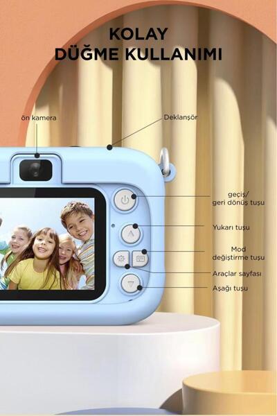 Torima CMR-16 Mavi Mini 1080p Hd Çocuk Kamera Dijital Fotoğraf Makinesi 2.0 Inç Ekran 5 Adet Oyun