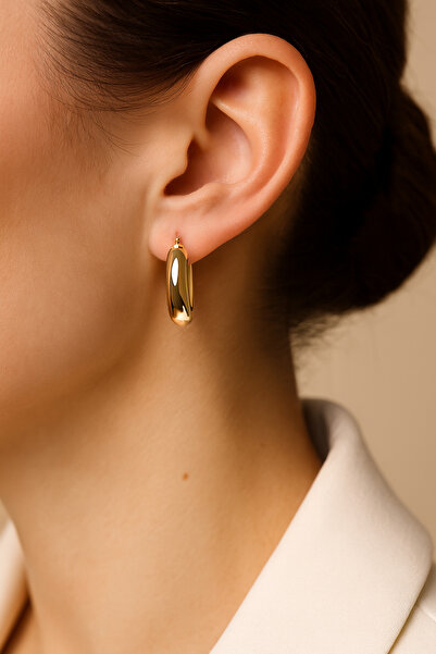 MELENY Mini Boy Vintage Rodyum Kaplama Tombul Halka Küpe