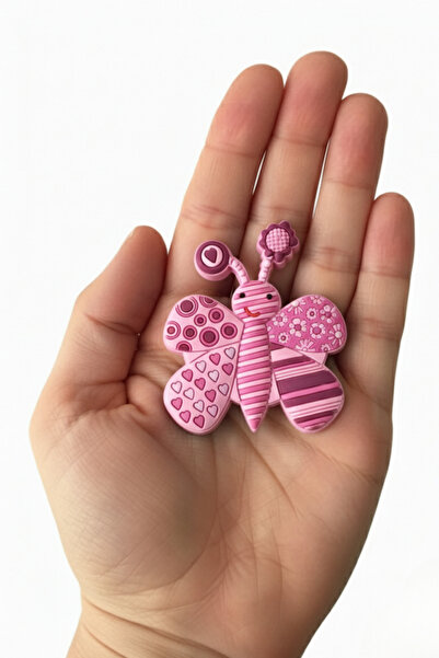 MegaVitrin Pink Butterfly Kids Room Furniture Handle - Single Screw - Polyester Cabinet and Drawer Handle