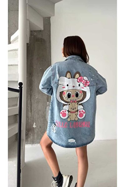 ozzıy34 Denim Jacket with Back Print Detail