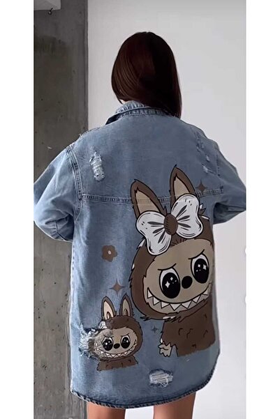 ozzıy34 Jachetă din denim cu detaliu de imprimare pe spate