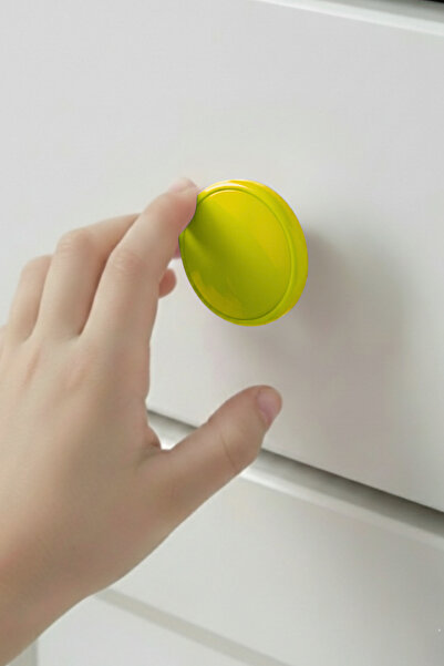 MegaVitrin Yellow Children's Room Furniture Handle - 55 mm - Abs Plastic Single Button Cabinet and Drawer Handle