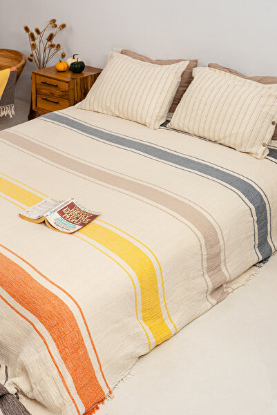 Rikka Home %100 Pamuk Çift Kişilik Müslin Battaniye/Yatak Örtüsü 210x225, Haf...