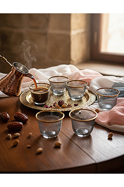 DECOSTYLE Pantoğraf GOLD CAM KAHVE VE MIRRA BARDAK 6 LI