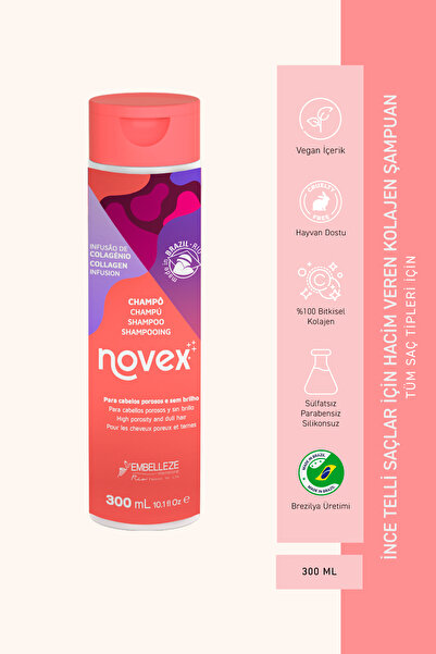 NOVEX Collagen Infusıon - Ince Telli Saçlar Için Hacim Veren Kolajen Içeren Şampuan 300ml -