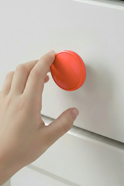 MegaVitrin Orange Children's Room Furniture Handle - 55 mm - Abs Plastic Single Button Cabinet and Drawer Handle