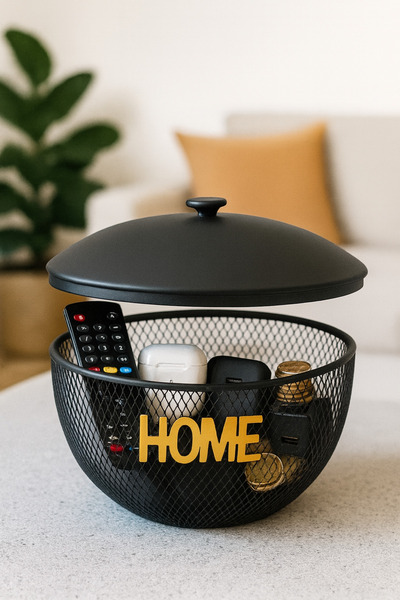 VENON Home Yazılı Riyad Кришка Металевий кошик для фруктів та овочів – Чорний Золотий Декоративний кухонний органайзер