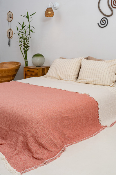 Rikka Home بطانية/غطاء سرير مزدوج من القطن 100% مقاس 210×225، خفيف الوزن، قاب...