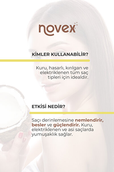 NOVEX Coconut Oil - Kuru ve Hasarlı Saçlar İçin Hindistan Cevizi Yağı İçeren Şampuan 300ml X 2 Adet