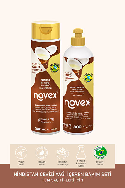 NOVEX Coconut Oil - Kuru ve Hasarlı Saçlar İçin Şampuan 300ml + Durulanmayan ...