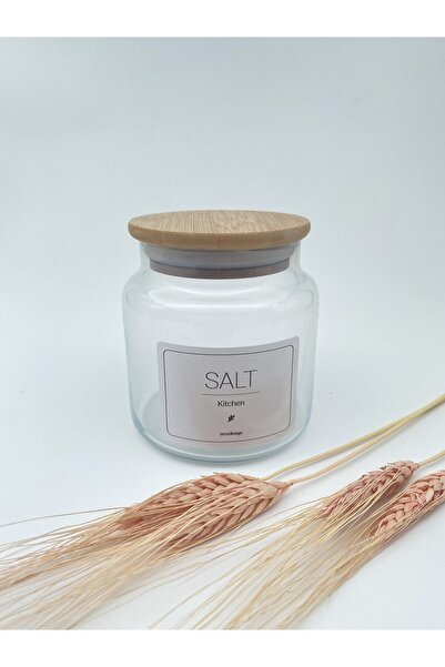 zezedesing Bamboo Lid Glass Salt Jar 500ml (salt)