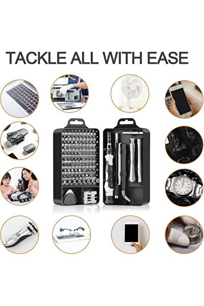 Tool 115 Parça Hassas Tornavida Seti- Çok Fonksiyonlu Bilgisayar, Telefon, Elektronik Cihaz Tamir Seti