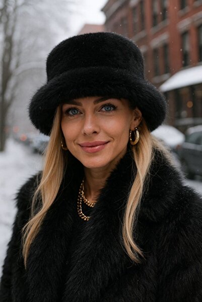 FELLMENS Black Soft Textured Plush Buttocks Women's Hat