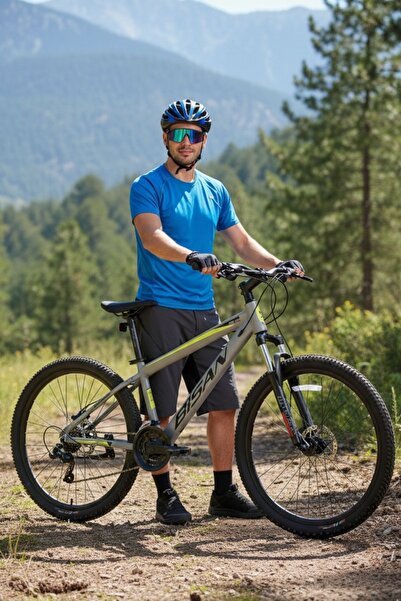 Bisan Cooper Dağ Bisikleti 27.5 Jant 21 Vites 37 Cm Alüminyum Kadro Mekanik Disk Fren Açık Gri Sarı Unisex