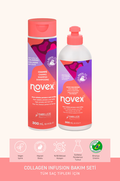NOVEX Collagen Infusion - Ince Telli Saçlar Için Kolajen Şampuan 300ml Durula...
