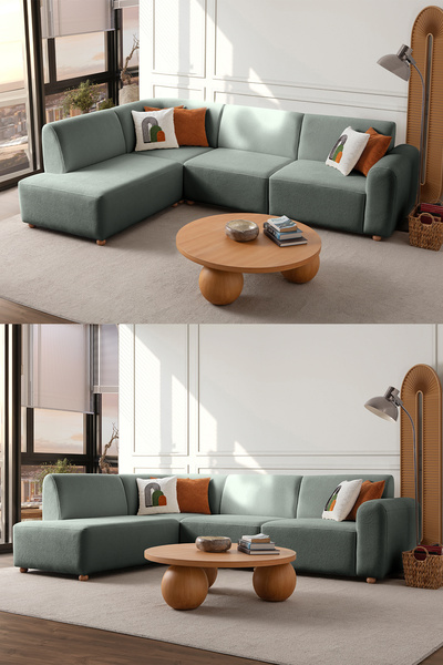 Eymense Sloft Köşe Koltuk Takımı Su Yeşili