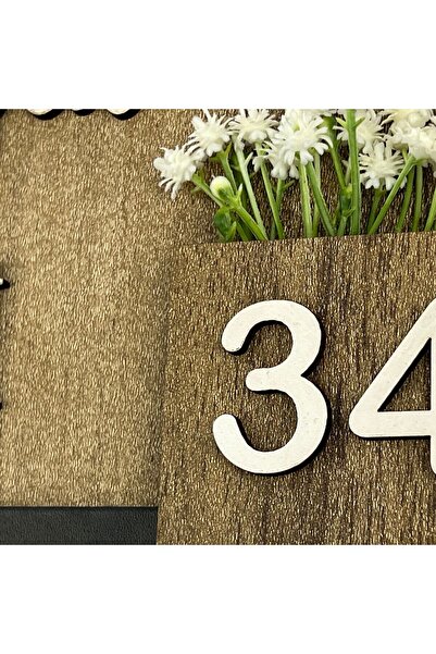 HippoDeco Kişiye Özel Ahşap Çerçeveli Aile İsmi ve Kapı Numarası Tabelası – Dekoratif Kapı Süsü