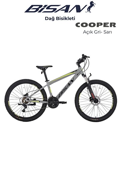 Bisan Cooper Dağ Bisikleti 27.5 Jant 21 Vites 37 Cm Alüminyum Kadro Mekanik Disk Fren Açık Gri Sarı Unisex