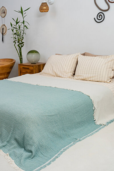 Rikka Home بطانية/غطاء سرير مزدوج من القطن 100% مقاس 210×225، خفيف الوزن، قابل للتنفس، ذو وجهين