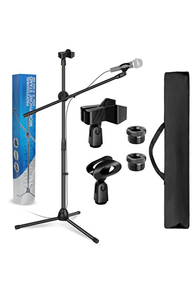 Larkin MS100 Üst Kalite Demir Mikrofon Standı Sehpası Ayaklığı (Taşıma Çantası ve Tutacak Hediye)