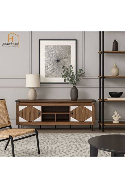 Al Saada Home وحدة تلفزيون - 160×40×55 سم - أبيض وبني