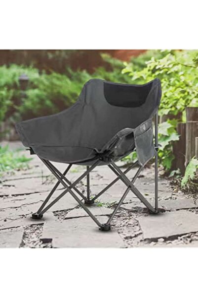 AGD Camping Chair, Foldable, Heat-Resistant Oxford Fabric, Side Storage Pockets, Grey