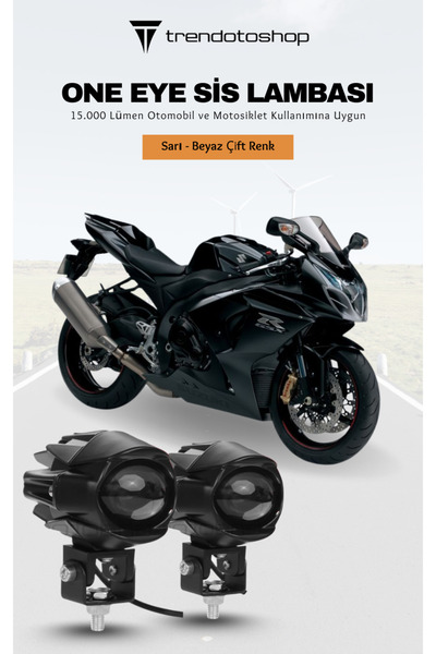 C9 One Eye Sarı/beyaz Çift Renk Motoklet Sis Farı - Kolay Kurulum, 12-24 Volt...