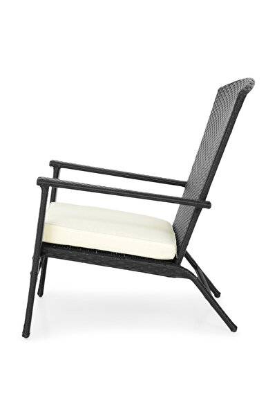 Maison Mex Garden/Terrace Armchair, Kampem, 65 x 85 x 90cm, Black/Beige