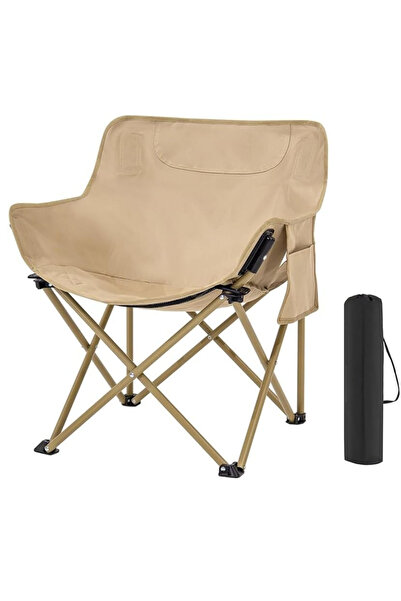 AutoFamily كراسي تخييم AUTO FAMILY باللون البيج، كرسي تخييم خفيف الوزن قابل للطي، كرسي تخييم صغير الحجم