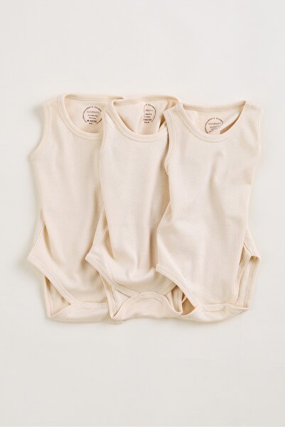 Bondberro Set of 3 Unisex 100% Cotton Zero Sleeve Newborn and Baby Bodysuits