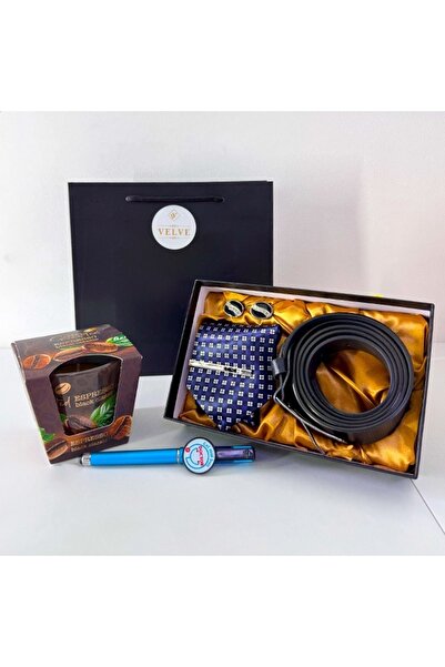 velve Pachet Elegance Doc, set cravata cu ac si butoni, curea,lumanare parfumata,pix "Cel mai bun doctor"