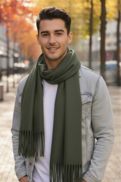 Trenderrs Men's Soft Textured Tasseled Winter Boucle Scarf Shawl