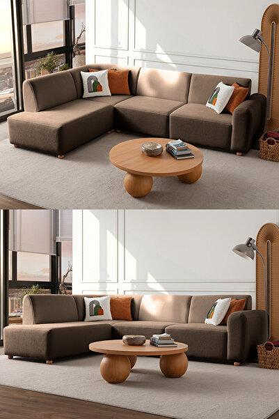 Eymense Sloft Köşe Koltuk Takımı Kahverengi