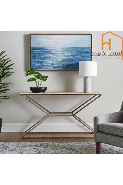 Al Saada Home Entrance Console Table - Marble - 80 x 40 x 140 cm