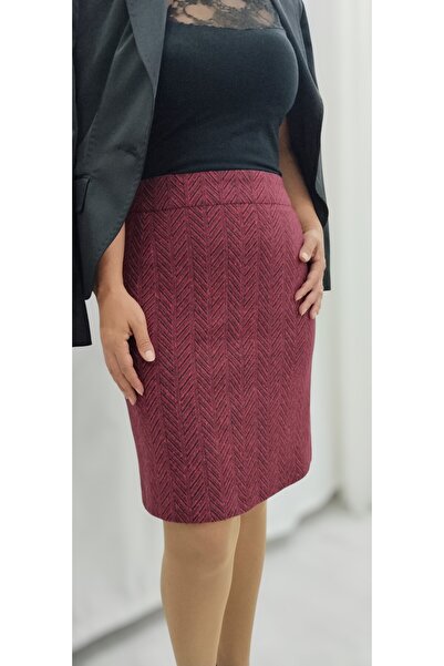Valarmour Likralı Yünlü Kışlık Jakarlı Zigzag Desenli Düz Dar Etek ( Boy Kilo Tablosuna Dikkat Ediniz )