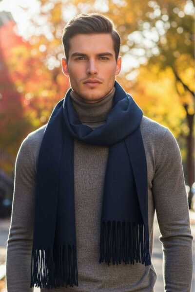 Uniquetrenders Ανδρικό χειμωνιάτικο σάλι με μαλακή υφή με φούντες