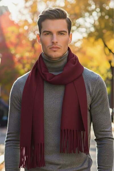 Uniquetrenders Eșarfă de iarnă cu ciucuri cu textura moale pentru bărbați