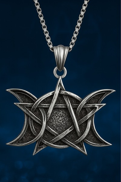 voyageaccessory Mistik Ezoterik Tasarım Paslanmaz Çelik Triple Moon Pentagram...