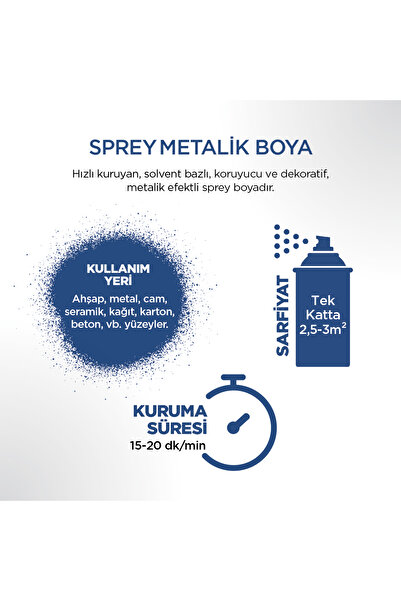 Polisan Sprey Boya Metalik Renk Mavi 400 ml