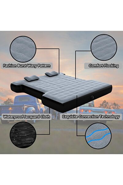 AutoFamily AUTO FAMILY Premium Inflatable Truck Bed Air Mattress with Pump, Pillows & Carry Bag
