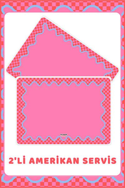 The Grade Amerikan Servisi 2'li Renkli Damalı Sofra Ve Ev Dekorasyon Yemek Al...