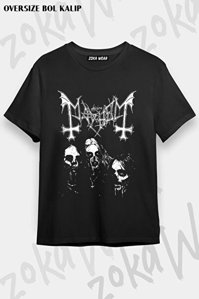 ZOKAWEAR Unisex Bol Kalıp Mayhem, Buried By Time And Dust, Rock Metal Tişört