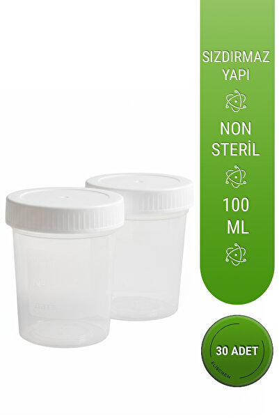 elischem Non Steril Idrar Numune Kabı 30 Adet Beyaz Kapak
